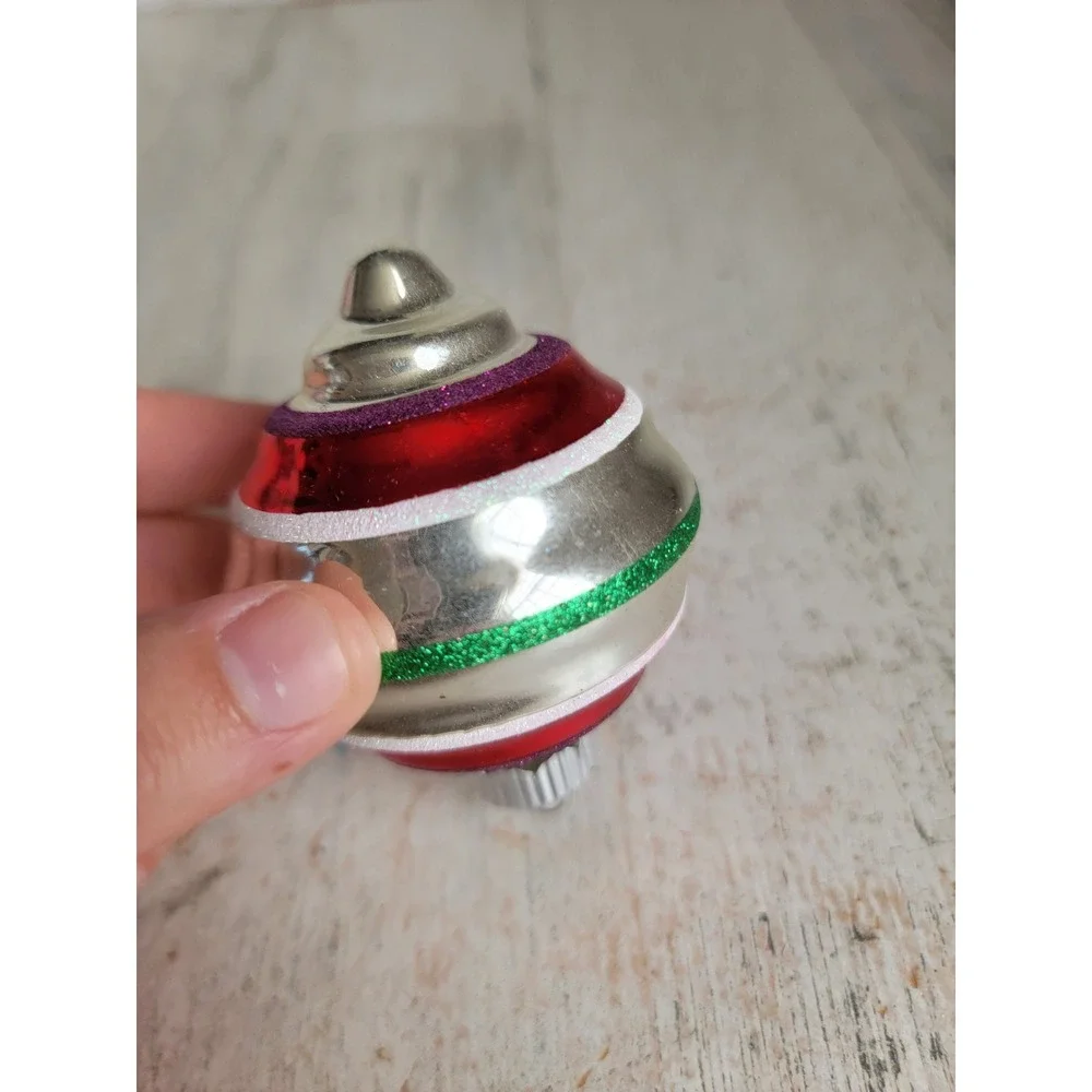 Shiny Bright vintage glass abstract stripe ornament Xmas unique home